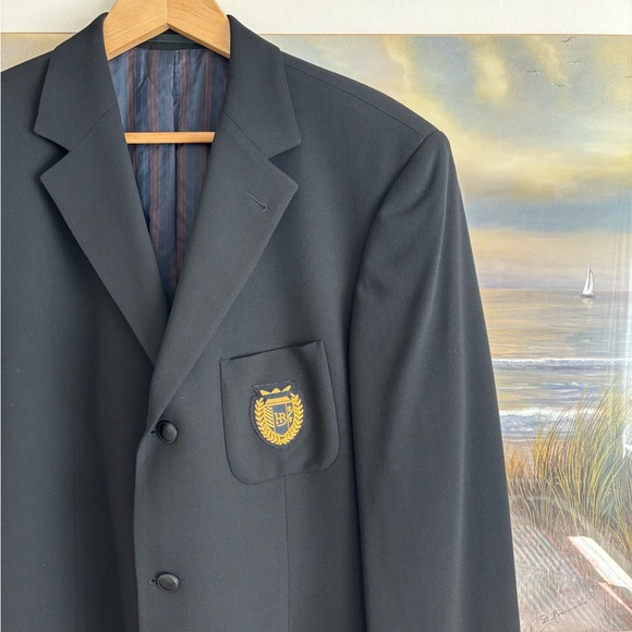 BOSS Hugo Boss Men's Classic Virgin Wool Sport Black Blazer HB Embroidered Crest - Picture 3 of 15